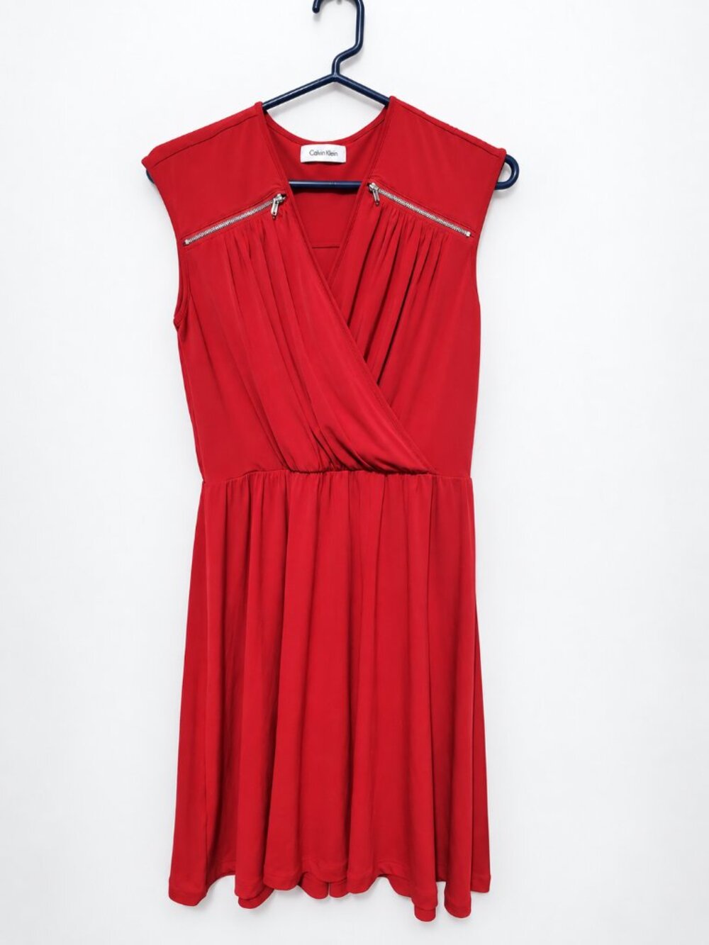 Calvin Klein Red Zip Detail Wrap Dress Size Unknown